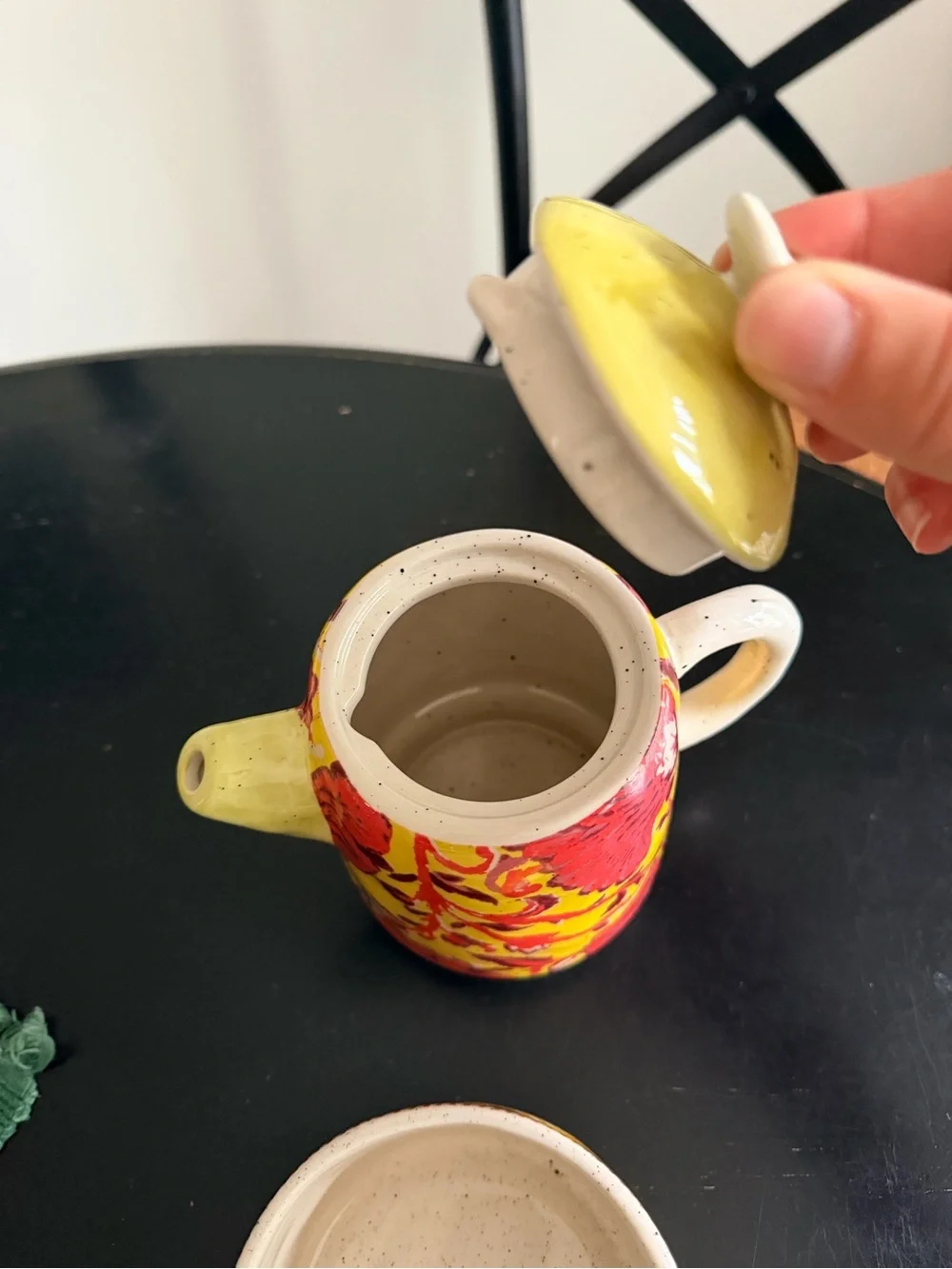 Anthropologie Floral Ceramic Teapot with Nesting Mug